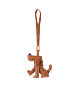 Handmade 3D Leather Dog Charm (Minimalist Tan Sitting Trotting Version)