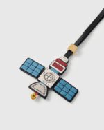 Handmade Leather Space Satellite Charm (Retro Space Station Version) - Image 3