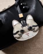 Handmade Leather Tabby Cat Charm (Green Eyes Classic Version) - Image 2
