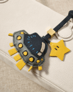 Handmade Leather UFO Flying Saucer Charm (Retro Sci-Fi Starry Version) - Image 2