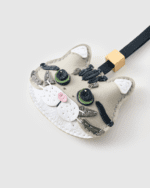 Handmade Leather Tabby Cat Charm (Green Eyes Classic Version) - Image 4