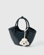 Handmade Leather Poodle Charm (Creamy White Fluffy Tongue-Out Version) - Image 2