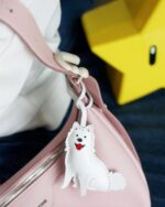 Handmade Leather Samoyed Charm (Smiling Angel Version) - Image 3