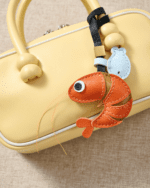 Handmade Leather Lucky Shrimp Charm (Vibrant Orange Version) - Image 2
