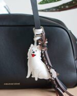 Handmade Leather Samoyed Charm (Smiling Angel Version) - Image 2