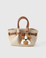 Handmade Leather English Bulldog Charm (Classic Brown & White Version) - Image 3