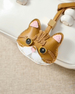 Handmade Leather Ginger Orange Tabby Cat Luggage Charm (Lucky Fortune Feline Version) - Image 2
