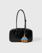 Handmade Leather UFO Spaceship Charm (Vibrant Blue & Orange Version) - Image 3