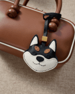 Handmade Leather Black Shiba Inu Luggage Charm (Lucky Shiba Fortune & Loyal Guardian Version) - Image 2