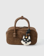 Handmade Leather White Shiba Inu Luggage Charm (Lucky Shiba Fortune & Loyal Guardian Version) - Image 3