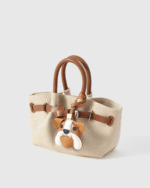 Handmade Leather English Bulldog Charm (Classic Brown & White Version) - Image 4