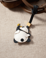 Handmade Leather Moon-Hugging Angel Panda Luggage Charm (Starry Companion Version) - Image 2