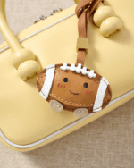 Handmade Leather American Football Charm (Cute Smiley Classic Brown & White Version) - Image 2