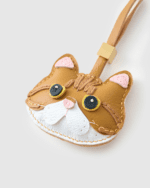 Handmade Leather Ginger Orange Tabby Cat Luggage Charm (Lucky Fortune Feline Version) - Image 4