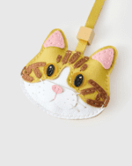 Handmade Leather Mustard Yellow Tabby Cat Luggage Charm (Golden Fortune Feline Version) - Image 3