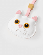 Handmade Leather Pure White Cat Luggage Charm (Auspicious White Cat Soft Guardian Version) - Image 3