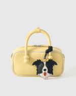 Handmade Leather Border Collie Luggage Charm (Fortune Coming & Playful Tongue-Out Version) - Image 3