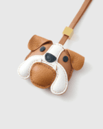 Handmade Leather English Bulldog Charm (Classic Brown & White Version) - Image 2