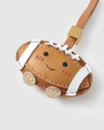 Handmade Leather American Football Charm (Cute Smiley Classic Brown & White Version) - Image 4