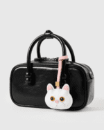 Handmade Leather Pure White Cat Luggage Charm (Auspicious White Cat Soft Guardian Version) - Image 4