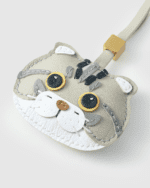 Handmade Leather Grey Tabby Cat Luggage Charm (Lucky Grey Tabby Smooth Journey Guardian Version) - Image 4
