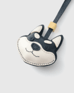 Handmade Leather White Shiba Inu Luggage Charm (Lucky Shiba Fortune & Loyal Guardian Version) - Image 4