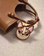 Handmade Leather Brown Chihuahua Luggage Charm (Auspicious Luck & Cute Guardian Version) - Image 2