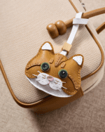 Handmade Leather Orange Tabby Cat Luggage Charm (Lucky Orange Cat Fortune Guardian Version) - Image 2