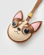 Handmade Leather Brown Chihuahua Luggage Charm (Auspicious Luck & Cute Guardian Version) - Image 4