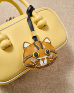 Handmade Leather Brown Tabby Dragon Li Cat Luggage Charm (Lucky Tiger Feline Version) - Image 4