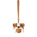 Handmade Leather English Bulldog Charm (Classic Brown & White Version)