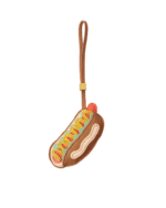 Handmade Leather Hot Dog Charm (Vibrant Good Fortune Version)