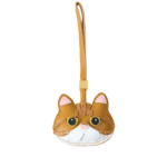 Handmade Leather Ginger Orange Tabby Cat Luggage Charm (Lucky Fortune Feline Version)