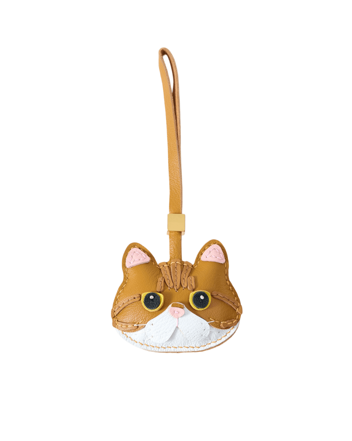 主 Handmade Leather Ginger Orange Tabby Cat Luggage Charm (Lucky Fortune Feline Version) - Image 1