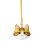 Handmade Leather Mustard Yellow Tabby Cat Luggage Charm (Golden Fortune Feline Version)