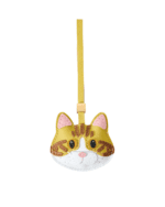 Handmade Leather Mustard Yellow Tabby Cat Luggage Charm (Golden Fortune Feline Version)