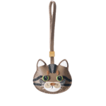 Handmade Leather Dark Brown Tabby Cat Luggage Charm (Blessed Brown Tabby Fortune & Smooth Journey Guardian Version)