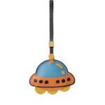 Handmade Leather UFO Spaceship Charm (Vibrant Blue & Orange Version)