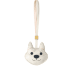 Handmade Leather White Shiba Inu Luggage Charm (Lucky Shiba Fortune & Loyal Guardian Version)