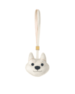Handmade Leather White Shiba Inu Luggage Charm (Lucky Shiba Fortune & Loyal Guardian Version)