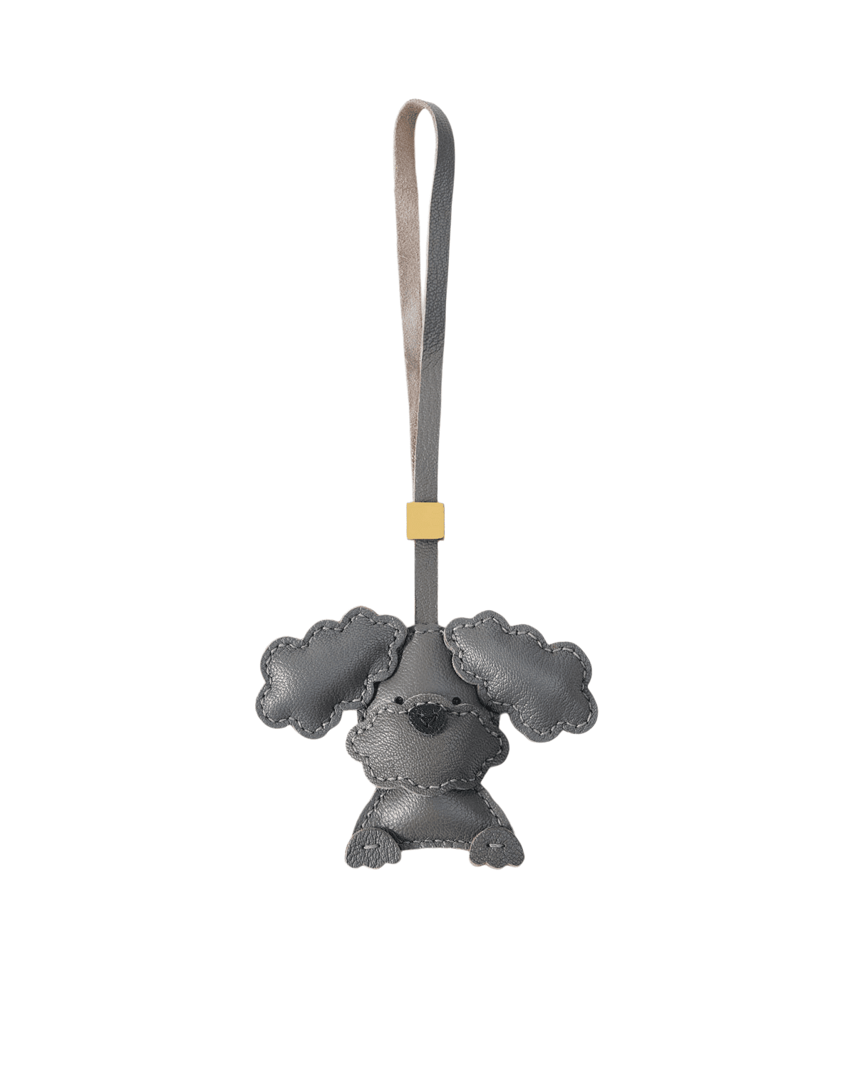 主 Handmade Leather Grey Poodle Luggage Charm (Lucky Fortune & Elegant Guardian Version) - Image 1