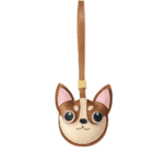 Handmade Leather Brown Chihuahua Luggage Charm (Auspicious Luck & Cute Guardian Version)