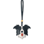 Handmade Leather Border Collie Luggage Charm (Fortune Coming & Playful Tongue-Out Version)