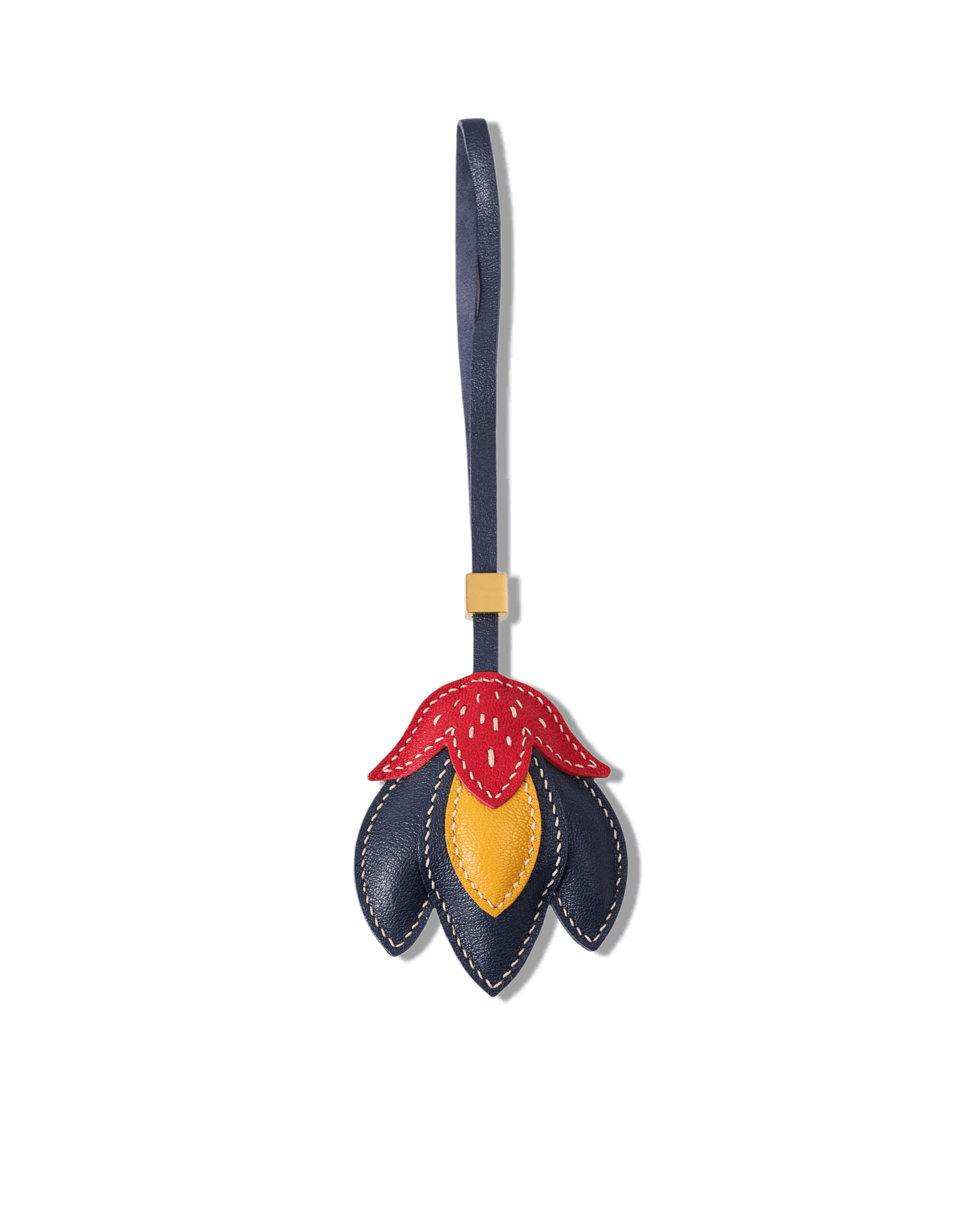 1 Handmade Leather Flower Bag Charm - Image 1